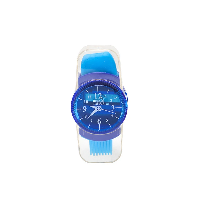 Cute Funny Watches Shaped Mini Colourful Pencil Sharpener With Eraser Brush Office School Girl Supplies Machine Pencil Sharpener