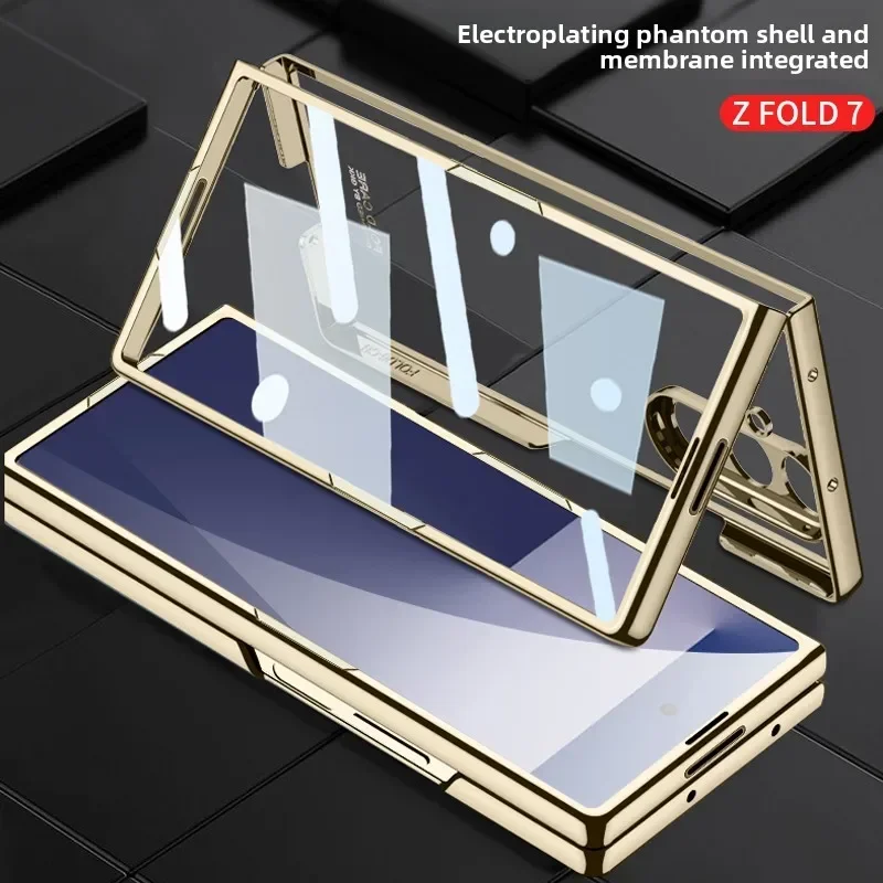 Sleek Transparent Hard PC Electroplated Frame Phone Cover with Screen Protector