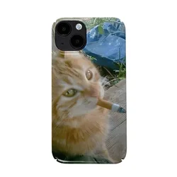 Chic The Smoking Kitten Glossy Hard PC Phone Case - iPhone 12 Mini (FLDQ - 281HKX391A1)