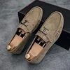 Men's Summer New Soft Leather Slip-On Casual Shoes Breathable Comfortable Soft Bottom Versatile Bean Bean Shoes Rubber Outsole