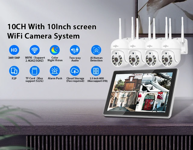 [1096] Hiseeu Wireless NVR Kit 防犯カメラセット Amazon.co.jp: 【500万画素】ワイヤレス防犯カメラセット Hiseeu