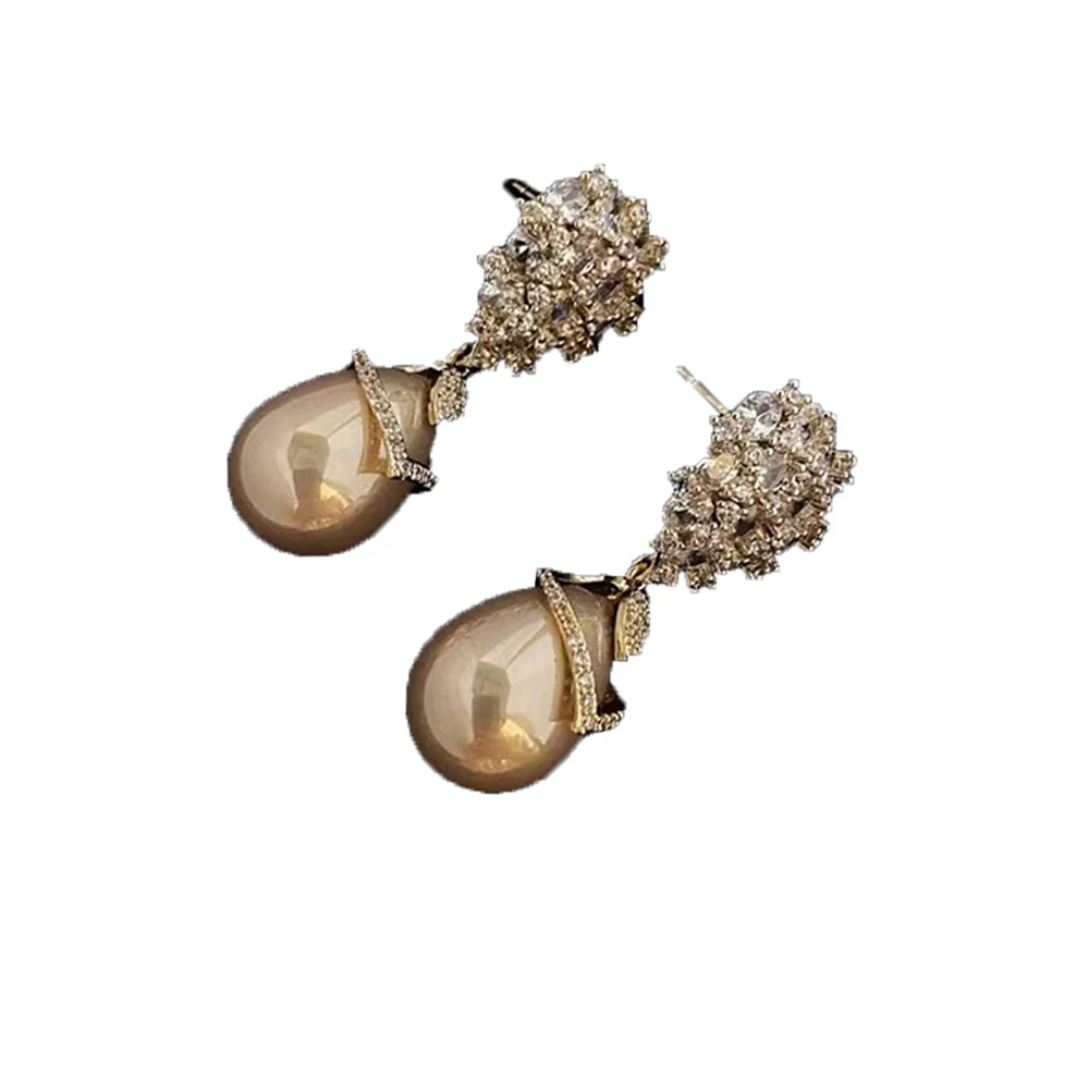 Vintage  Luxury Temperament  Zircon inlaid pearl Series Earring for women's Girl gift  Jewelry wholesale free shippings