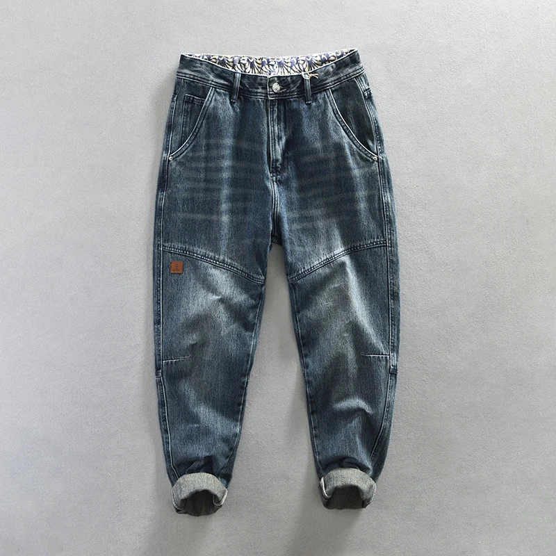 

Fashion Designer Men Jeans Retro Washed Blue Loose Fit Vintage Straight Jeans Men Streetwear Hip Hop Wide Leg Denim Pants Hombre