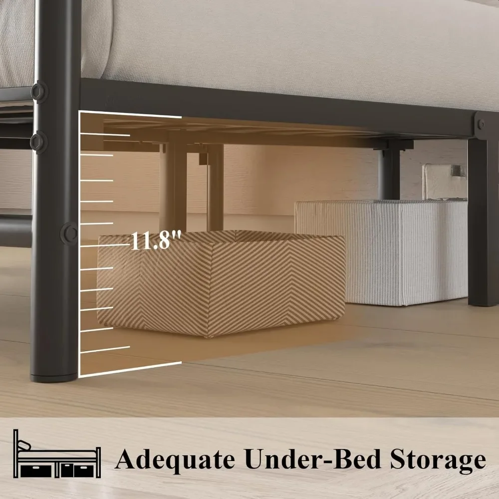 Bed Frame/Metal Platform Bed Frame with Butterfly Pattern Design Headboard and Footboard/Strong Metal Slats Support 5
