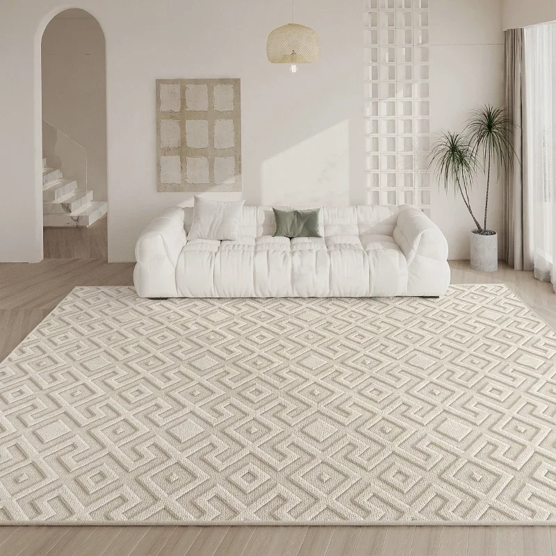 French Cream Washable Home Carpet Light Luxury Large Area Living Room Decorative Carpets Thickened Antifouling No Slip Rug 러그 4