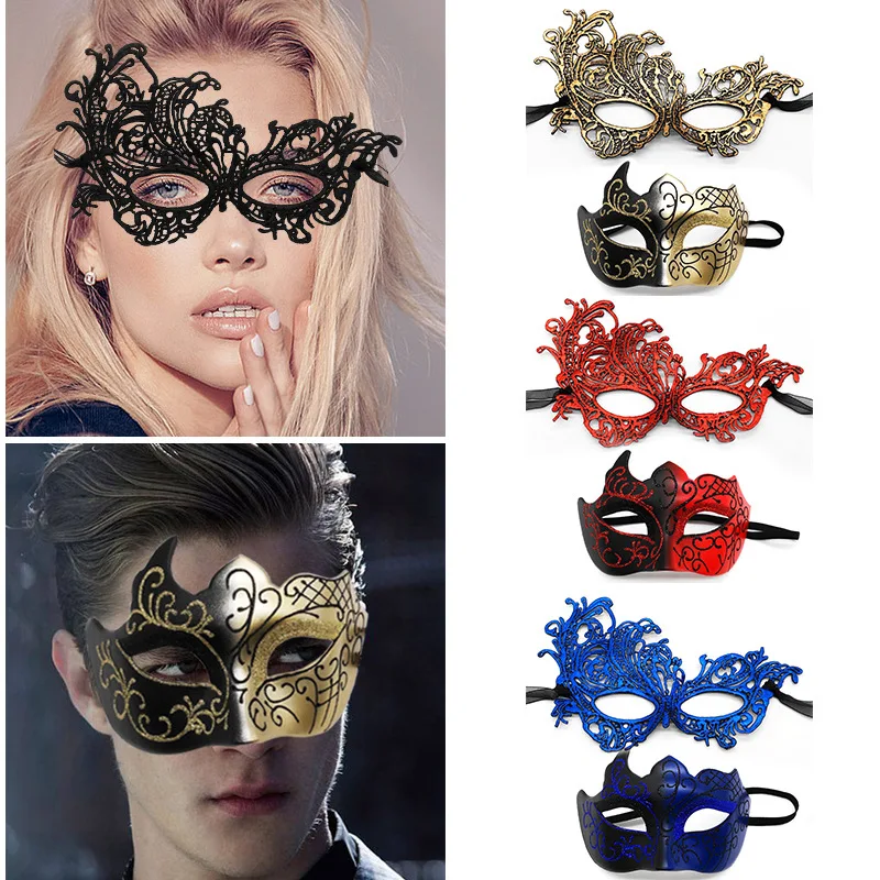 

Sexy Masquerade Masks for Couple Venetian Woman Lace Men PP Cosplay Costume Carnival Prom Party Personality Headdress Masks