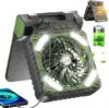 Portable Solar Fans 10000mAh LED Lantern Rechargeable Solar Powered Camping Fan 4 Speeds Powerful Wind 90° Folding Ventilador 1