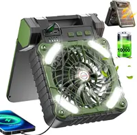 Portable Solar Fans 10000mAh LED Lantern Rechargeable Solar Powered Camping Fan 4 Speeds Powerful Wind 90° Folding Ventilador 1