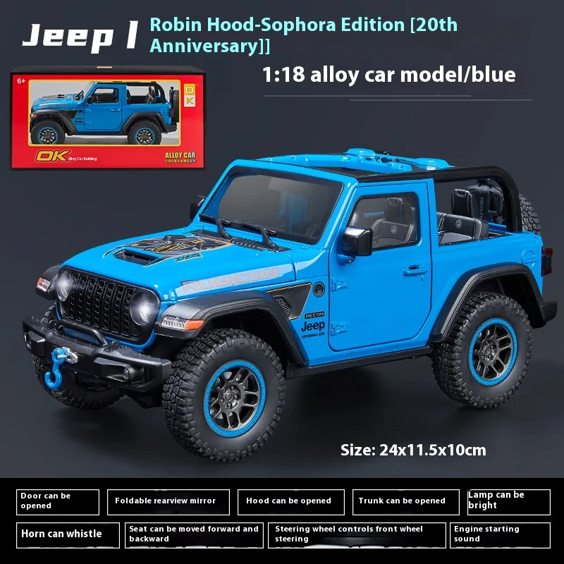 1:18 Jeep Wrangler Rubicon Convertible Version Off Road SUV Alloy