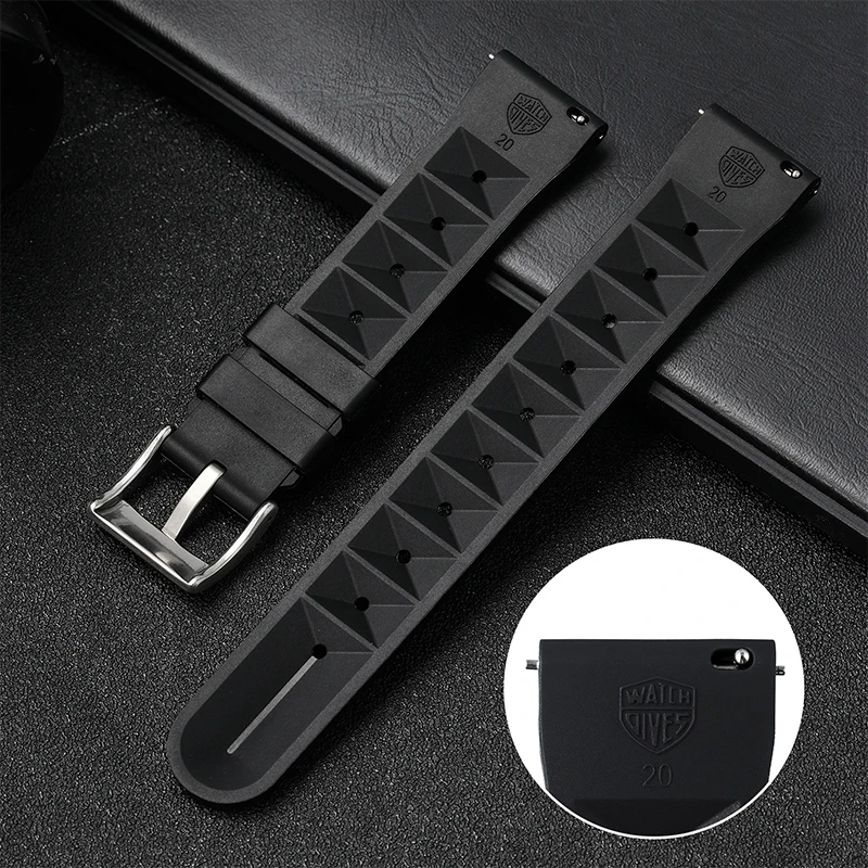Premium Rubber Watch Band with Stainless Steel Buckle - Quick Release, Soft, and Universal Fit