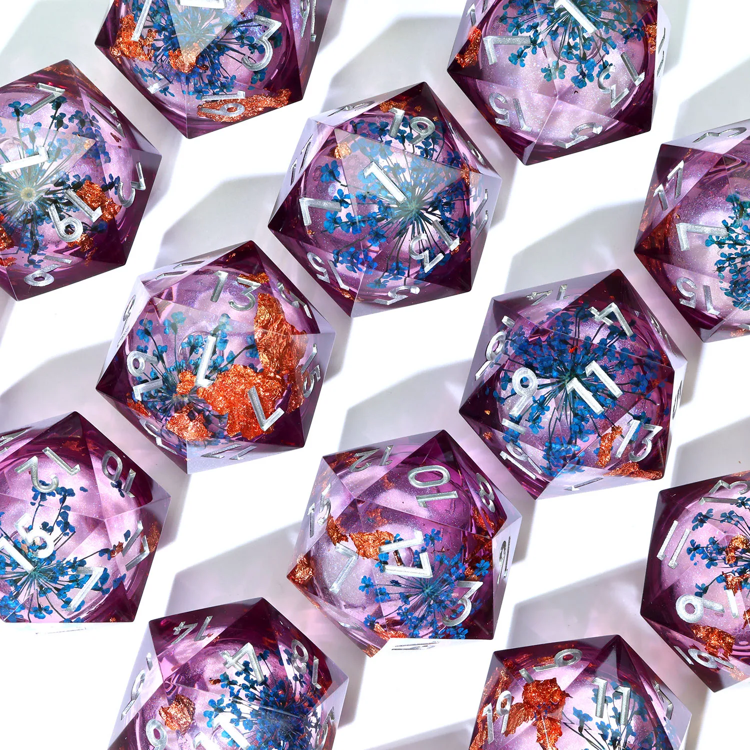 33MM Large D20 Dice,Resin Blue Flower Board Games D20 Dice,Role Playing Table Game RPG Gift-Liquid 6