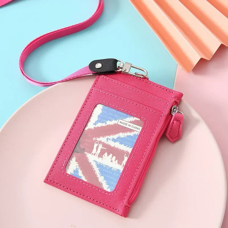 New Black Business Credit Card ID Badge Wallet Pouch Women Men Coin Card Purse Holders Neck Strap Student Bus Bags