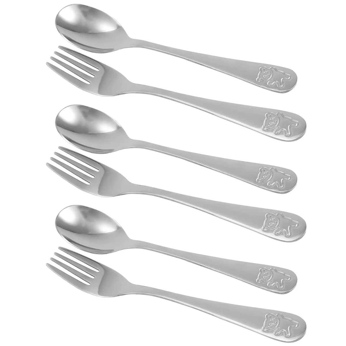 Stainless Steel Child Safety Cutlery Bear Children Spoon and Fork Set Toddler Utensils Metal Cutlery Set