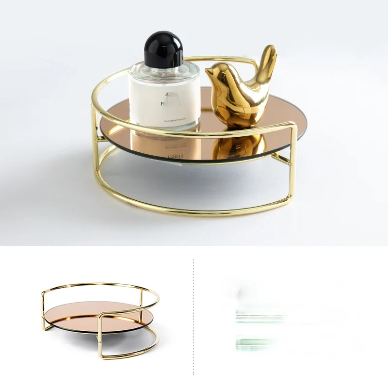European-style Double-layer Stainless Steel Cosmetic Storage Box Home Desktop Dressing Table Perfume Rack Bathroom Makeup Rack 6
