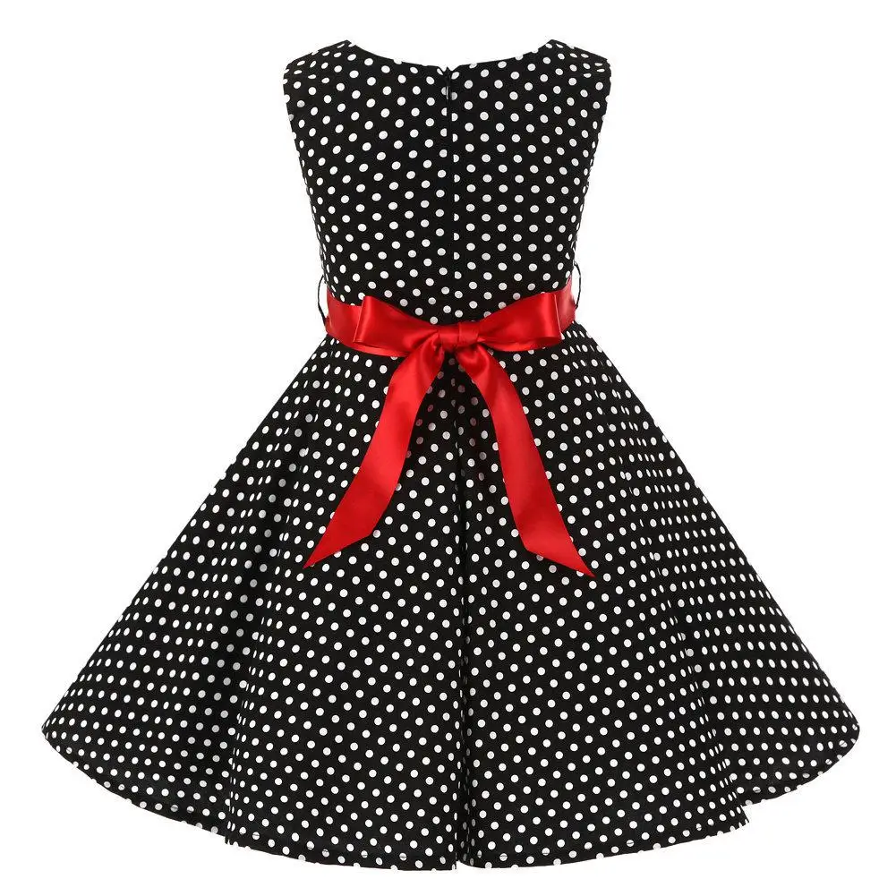 baby boy dress Children Summer Dresses Sleeveless Polka Dot Flower Performance Dress Retro Clothes Big Girls Fashion  Party Vestido Princesa boutique baby dresses