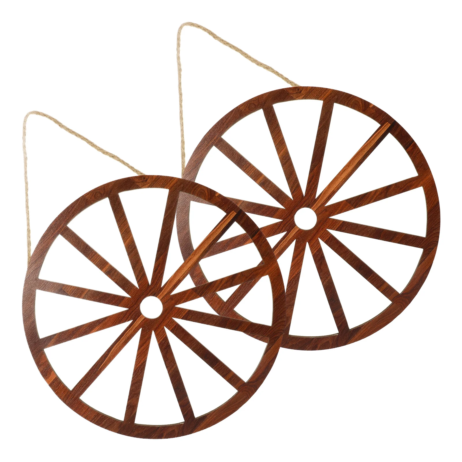 2 Pcs Wheel Wooden Decoration Vintage Home Farmhouse Wagon Wheels Wagin Western Wall Baby 5