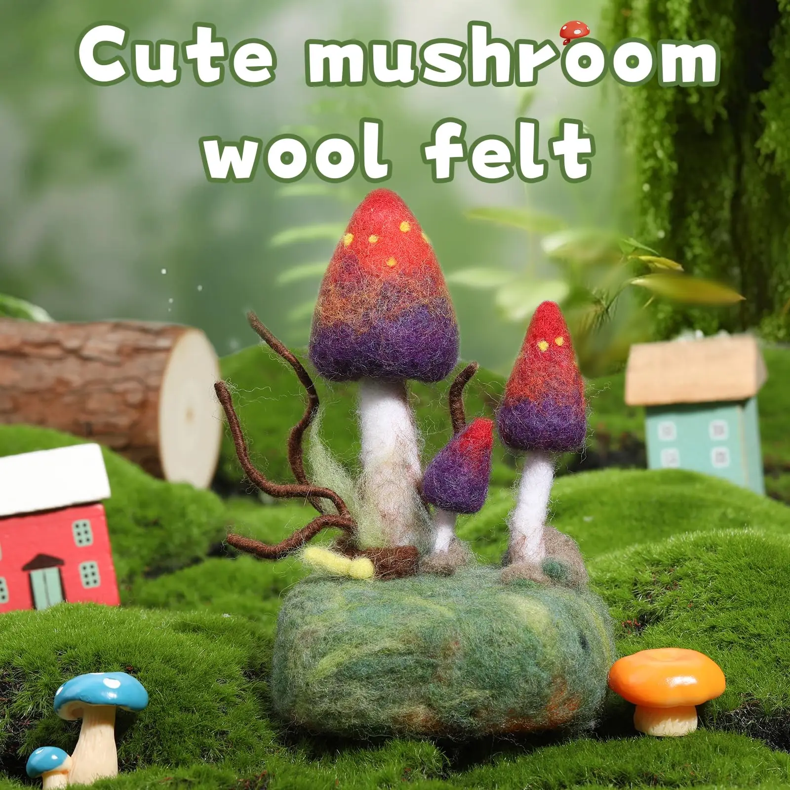 Fenrry Mushroom Needle Felting Kit with Felting Pad for Beginners Needles and Instruction for DIY Lovers needle felting kit wool felting kit needle felting pad
