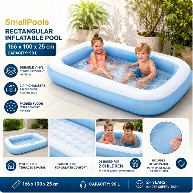 Piscine gonflable rectangulaire 166x100x25 cm intex 1