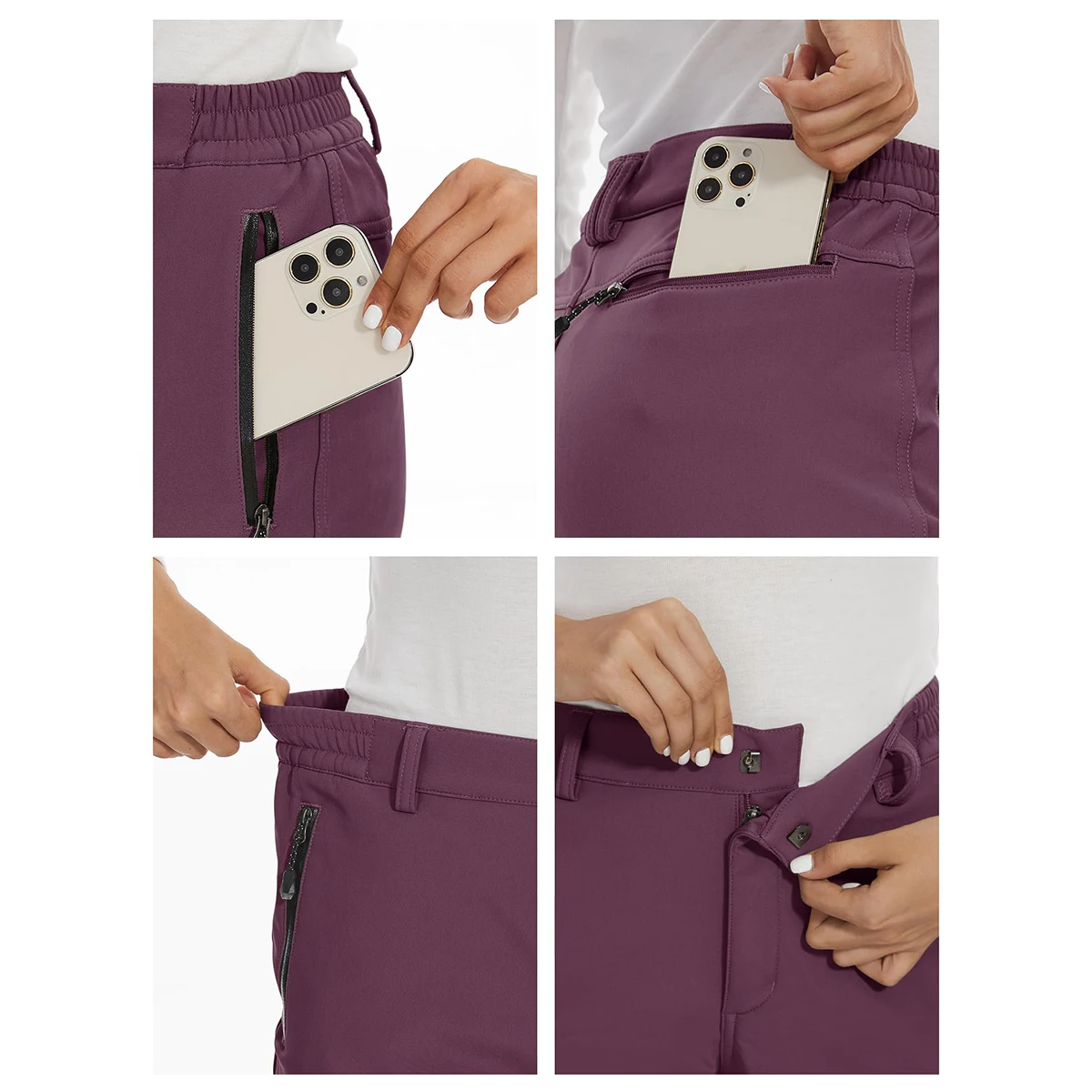 MAGCOMSEN Winter Women's Ski Pants Fleece Lined Warmth Waterproof Shell Straight Working Outdoor Hiking Camping  Pants 6