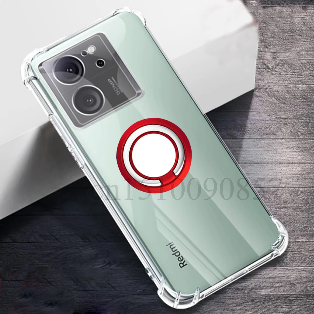 Ring Holder Case for Xiaomi 13T Reinforced Corner Soft TPU Clear Shockproof Cover For Xiaomi 13T Pro