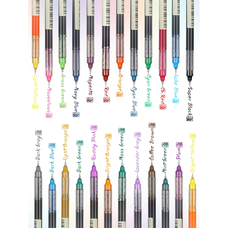 10 Colors Straight liquid Gel Pen Quick-drying Large-capacity