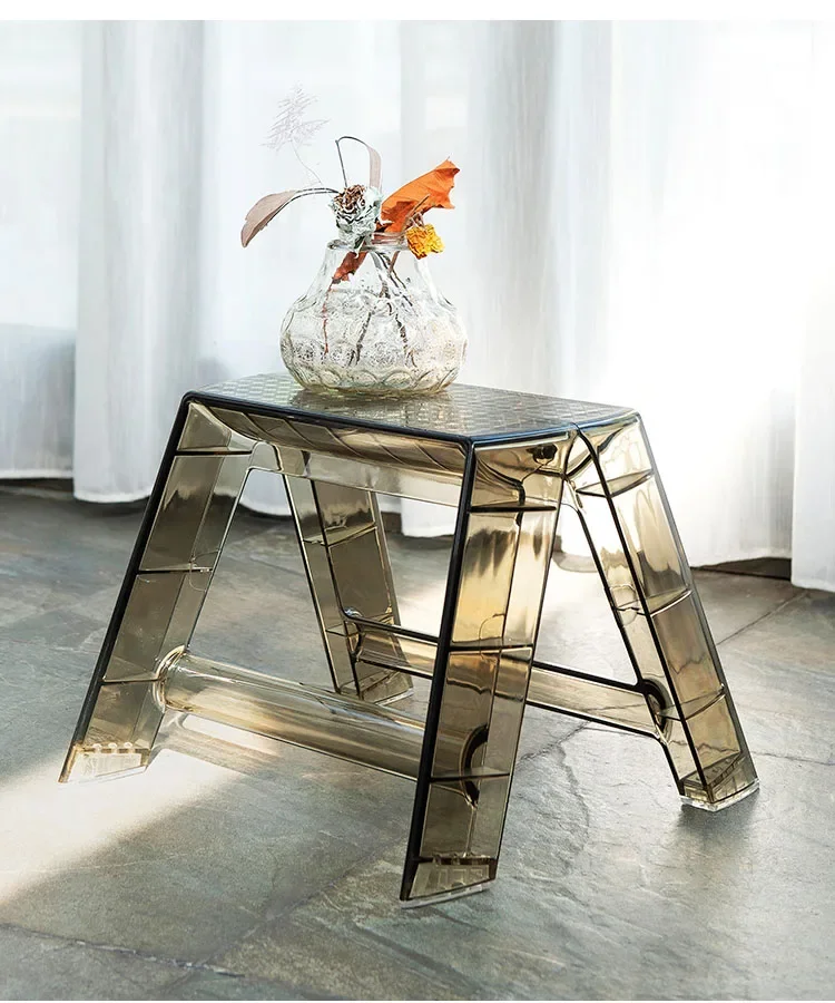

Nordic Acrylic PC Folding Ladder Stools Transparent Multifunctional Ladder Step Platform Creativity Home Small Folding Ladder