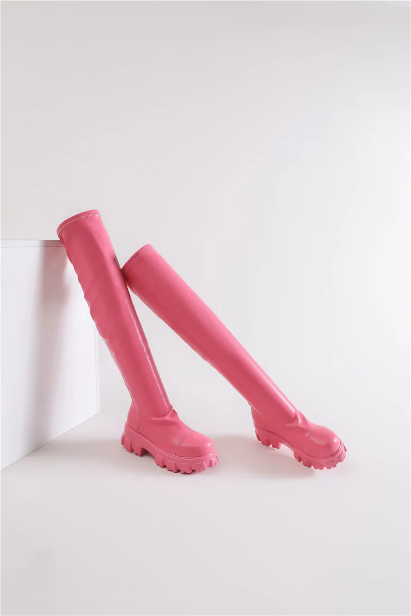 2024 Platform elastic boots women's candy color over-the-knee boots socks boots