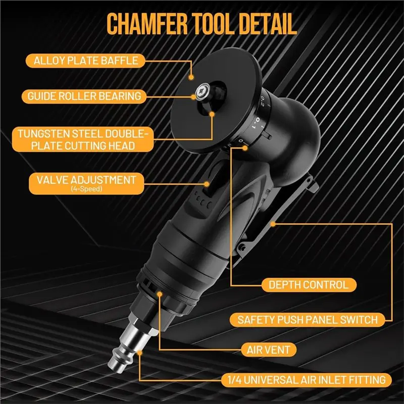 Mar.Air Chamfer Tool 6개의 C-앵글 및 6개의 R-앵글 블레이드가 있는 공압식 챔퍼링 도구, 업그레이드 버전