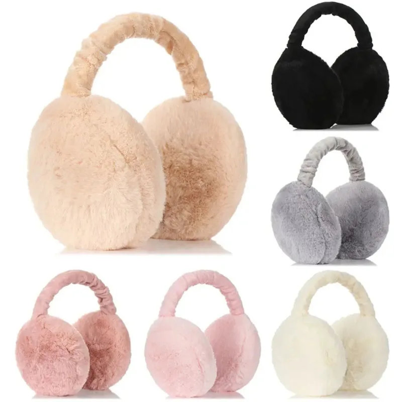 Fashion Autumn Winter Earmuffs Women Men Ear Warmer Plush Solid Color Adjustable Foldable Ear Muffs Earflap Earmuffs