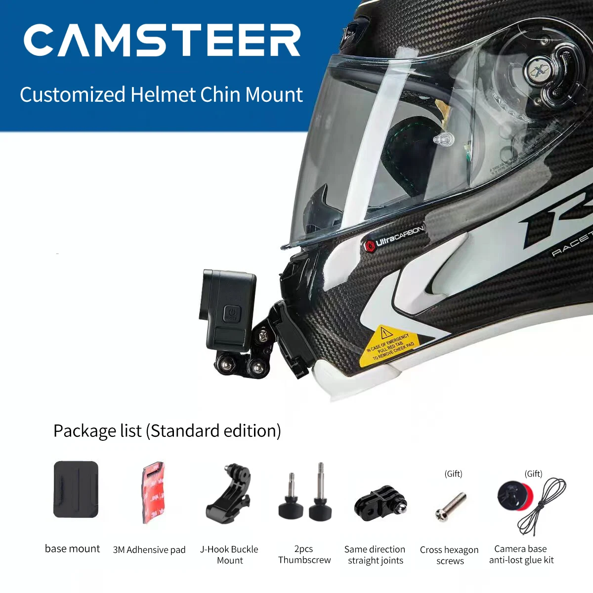 Camber-personalizado Cnc Alumínio Capacete Chin Mount para Gopro Max Hero 10 Insta360one x2 Dji Akaso Câmera X803rs - Image 4