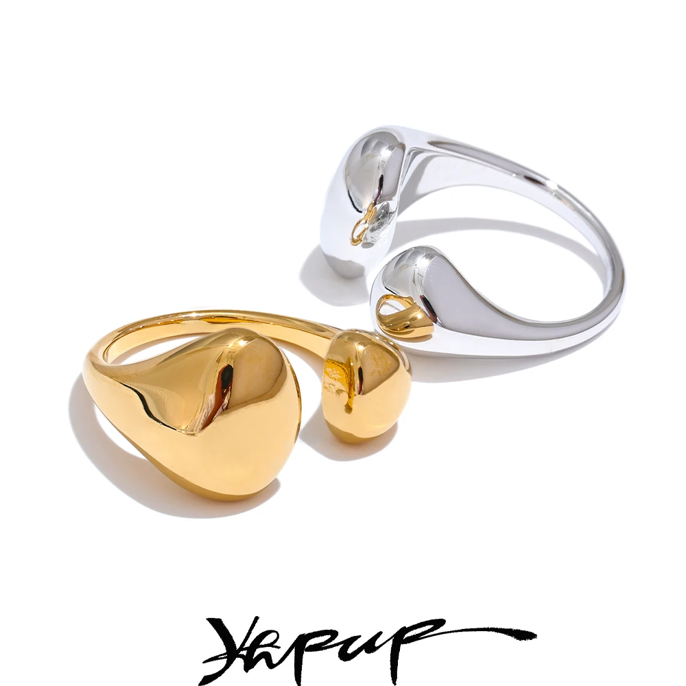 Yhpup Stainless Steel Minimalist Open Adjustable Ring