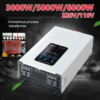 Pure Sine Waveอินเวอร์เตอร์3000W 5000W 6000W Power ConverterจอแสดงผลLCD DC12V 24V To AC 220V 110Vแรงดันไฟฟ้าพลังงานแสงอาทิตย์รถอินเวอร์เตอร์ 1