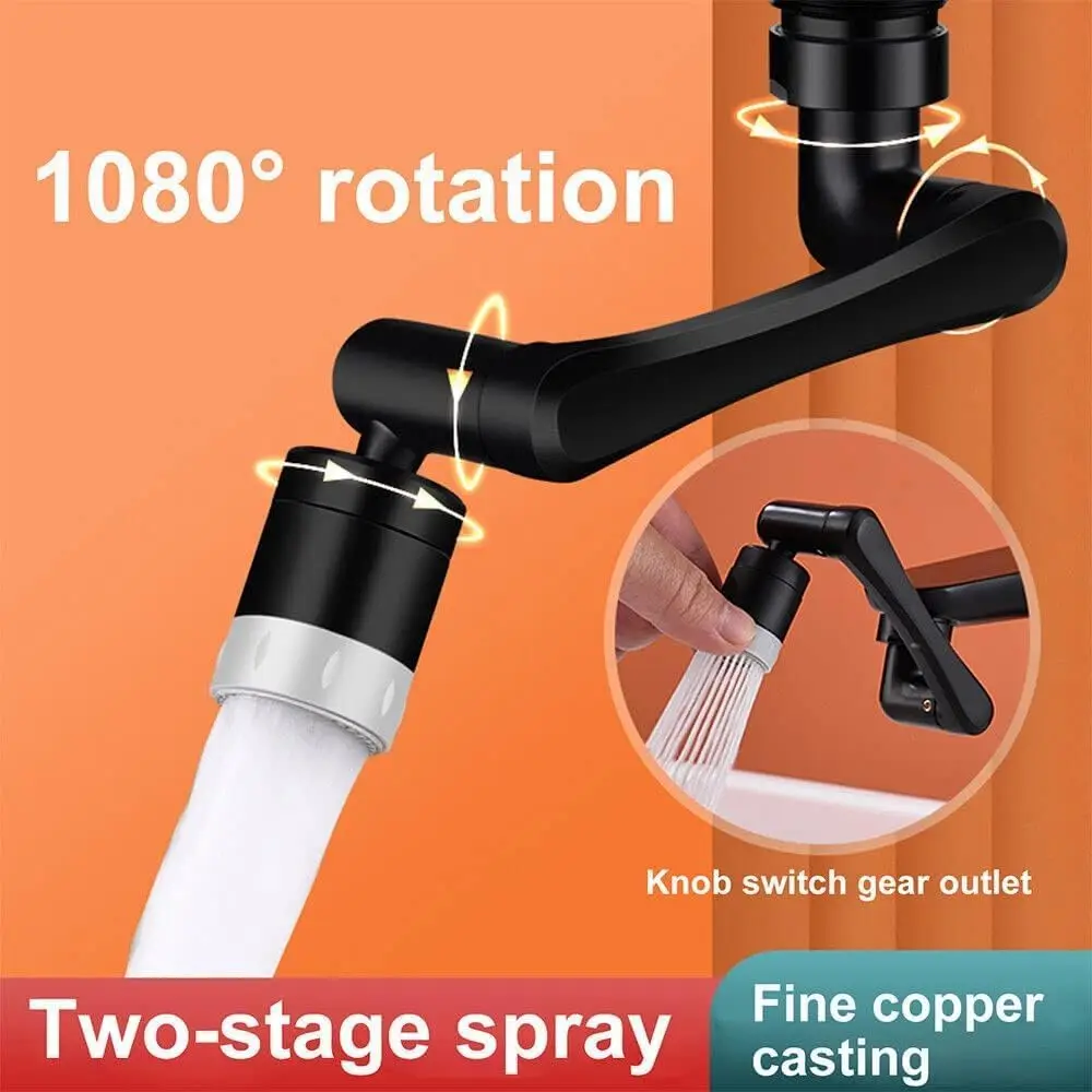 1080 °   ห้องน้ํา Water Tap หัวฉีด Universal หมุนก๊อกน้ํา Extender Sprayer Kitchen Tap ขยายอะแดปเตอร์ Aerator 2 โหมดสเปรย์ 1