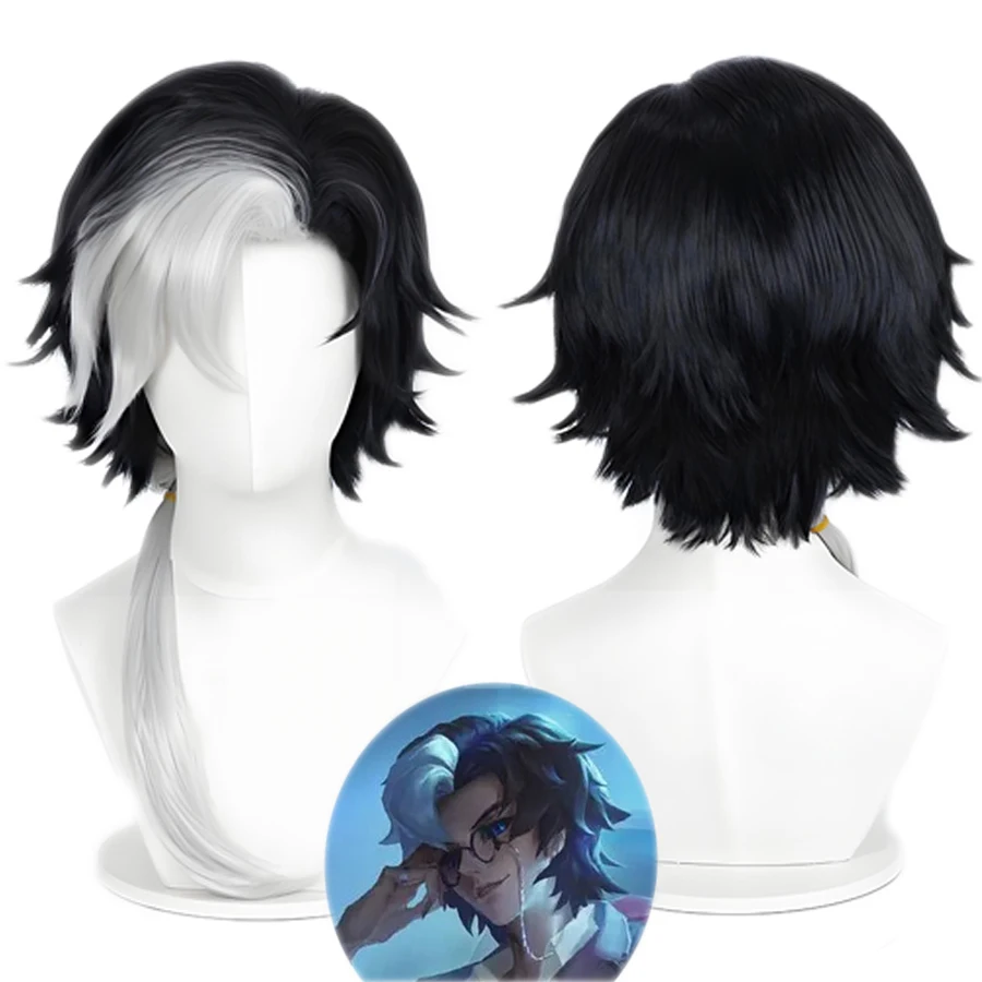 Cospay Wig Anime DMcos Personality Five - Beneath the Truth - Joseph Short Hair Black White Ombre Synthetic Hair Wigs