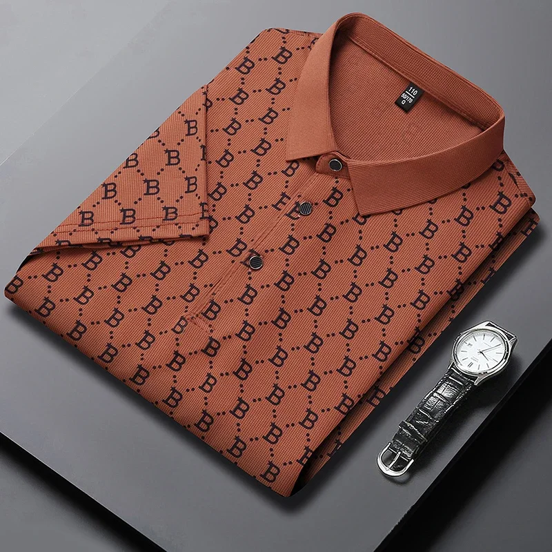 Polo Shirt Men's Business Print Short Sleeved POLO Shirt