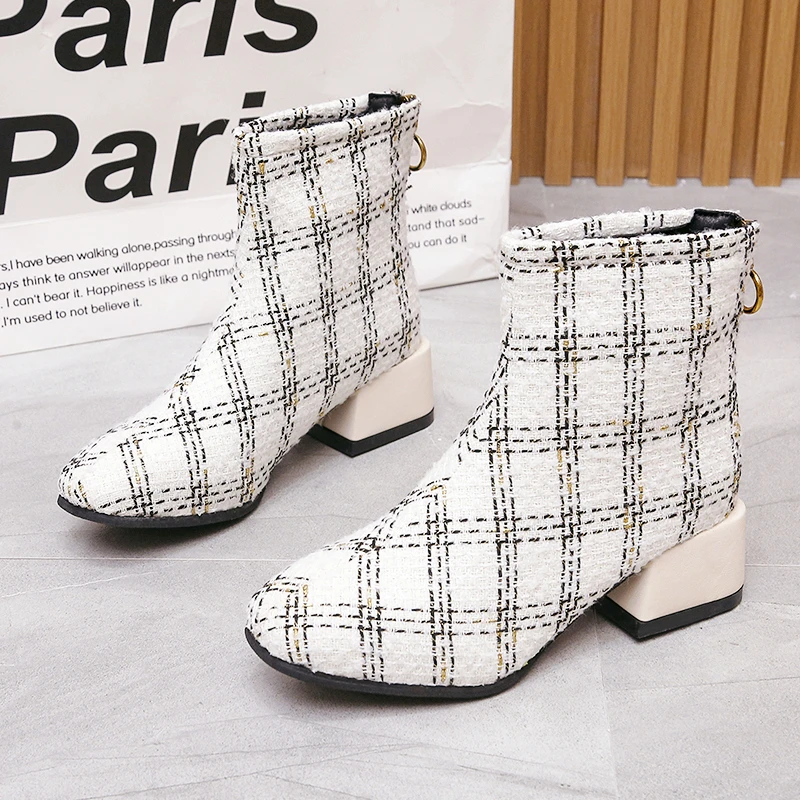 

Женские ботильоны с острым носком, эластичные ботинки с круглым носком, модная обувь, новинка зимы 2022