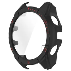 Premium Protective Watch Case with Scale Decoration - Sleek Shell Protector - 43mm AMOLED (04 Black Red)