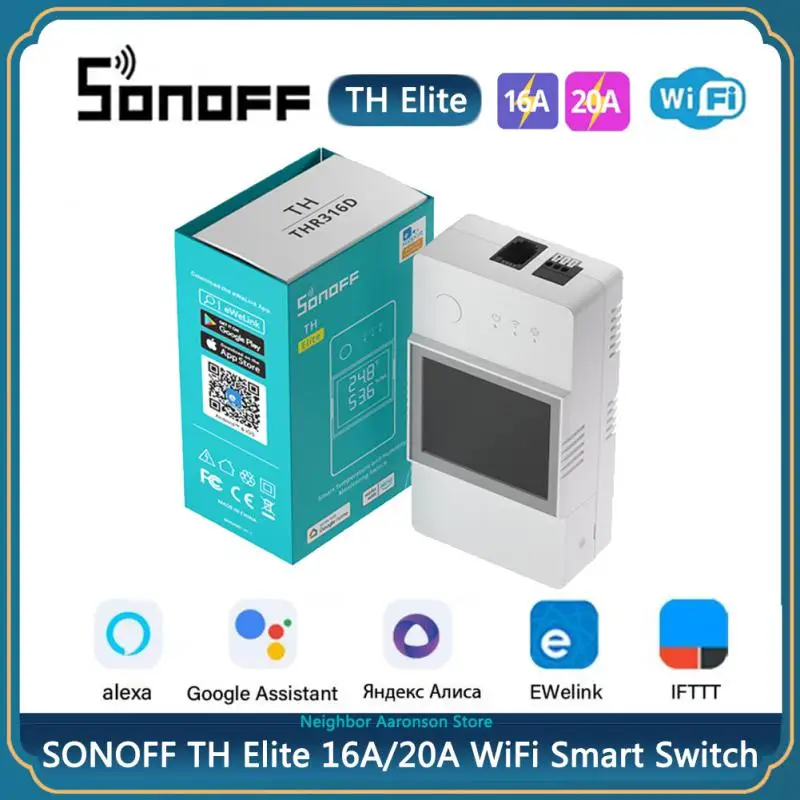 

SONOFF TH Elite 16A/20A Smart Temperature & Humidity WiFi Switch Dry Contact Real Time Monitoring via eWeLink Alexa Google Home
