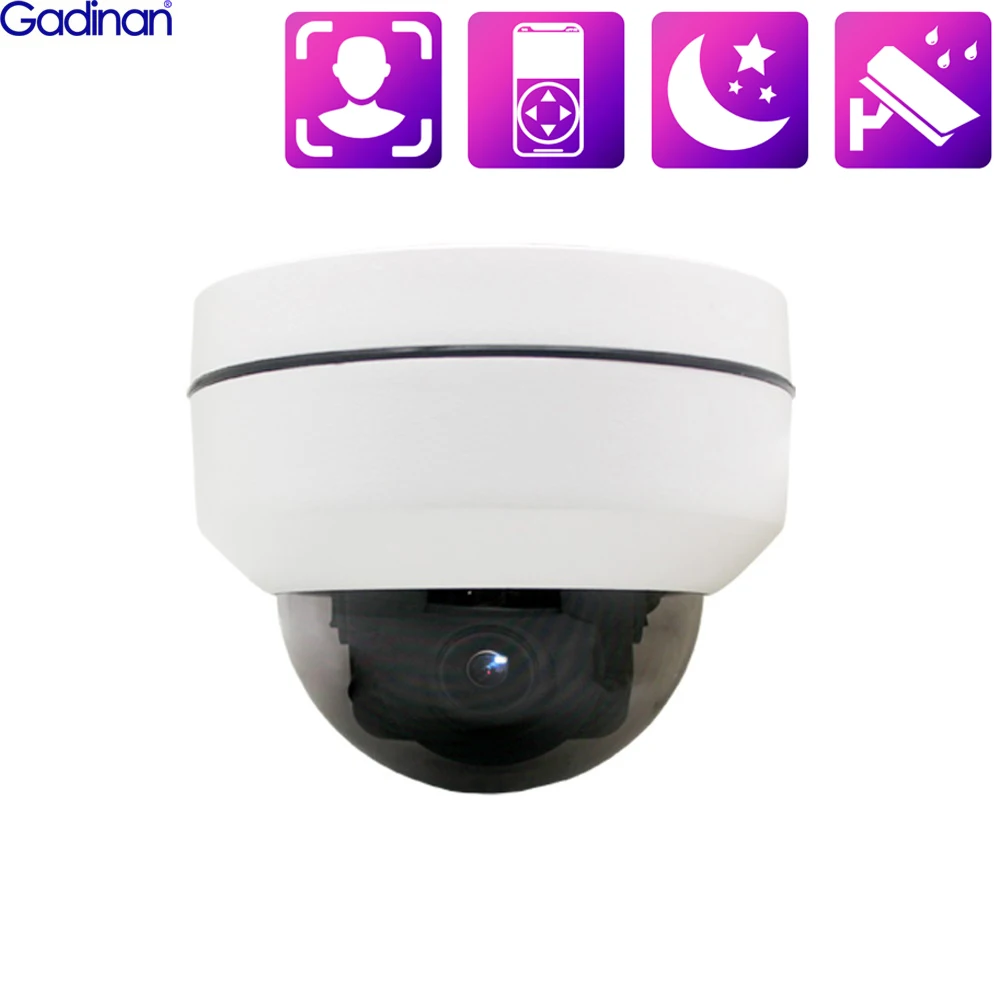 

Gadinan PTZ Dome POE IP Camera 4K 8MP Outdoor Audio Auto Focus Security Surveillance 5X Zoom Onvlf 5MP P2P CCTV Camera