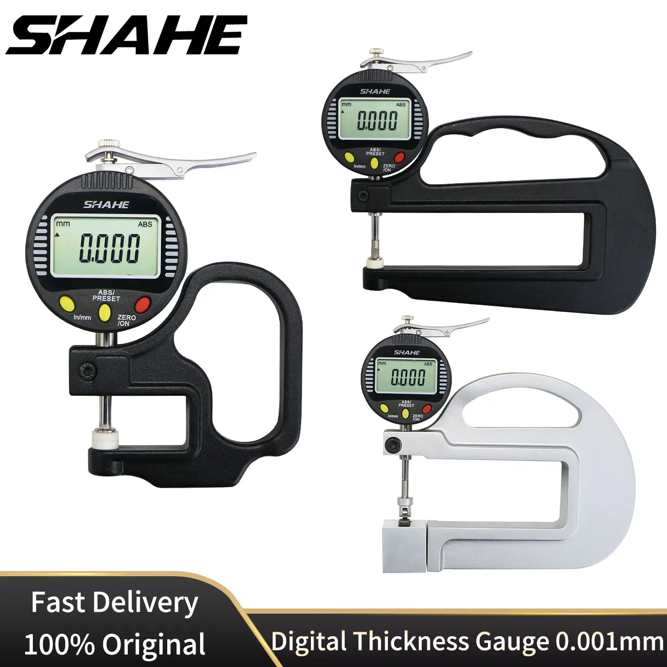 SHAHE Digital Thickness Gauge, Thickness Gauge 12.7mm 0.001mm Suitable for Paper Film Leather Wire Thickness
