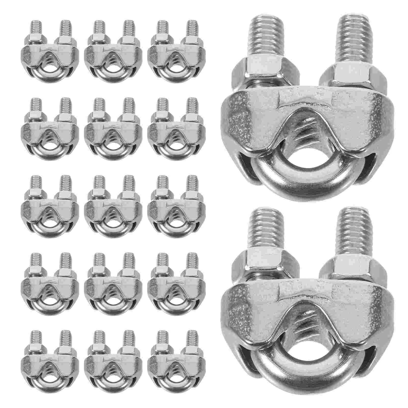 

20pcs Cable Clamps Wire Rope Clamps U Clamp Stainless Steel Made Wire Rope Cable Fixing Clamps (M5)