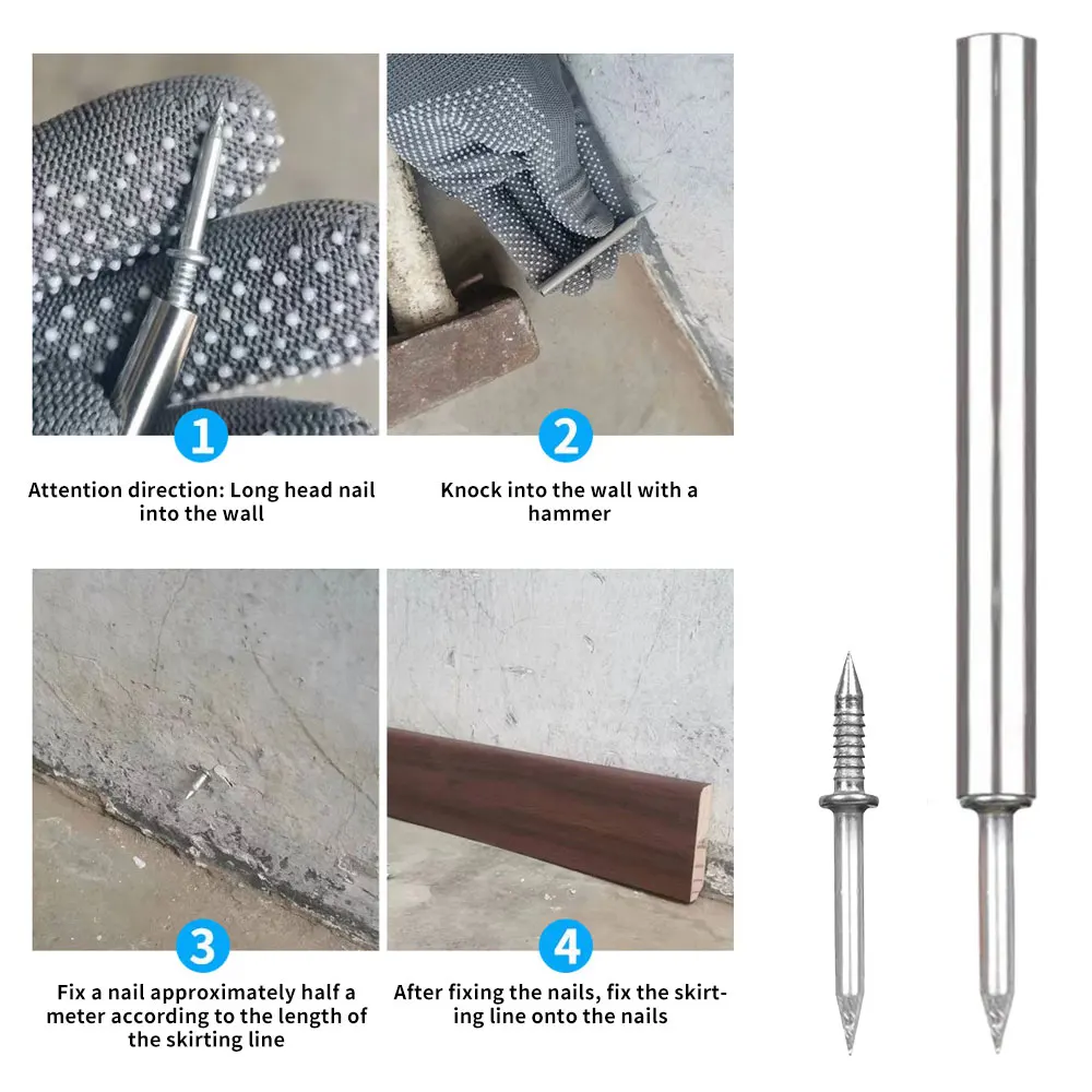 50Pcs Carbon Steel Nails for Seamless Baseboard Installation High Strength Single Head Two-Way Hardware Non-Marking Nails