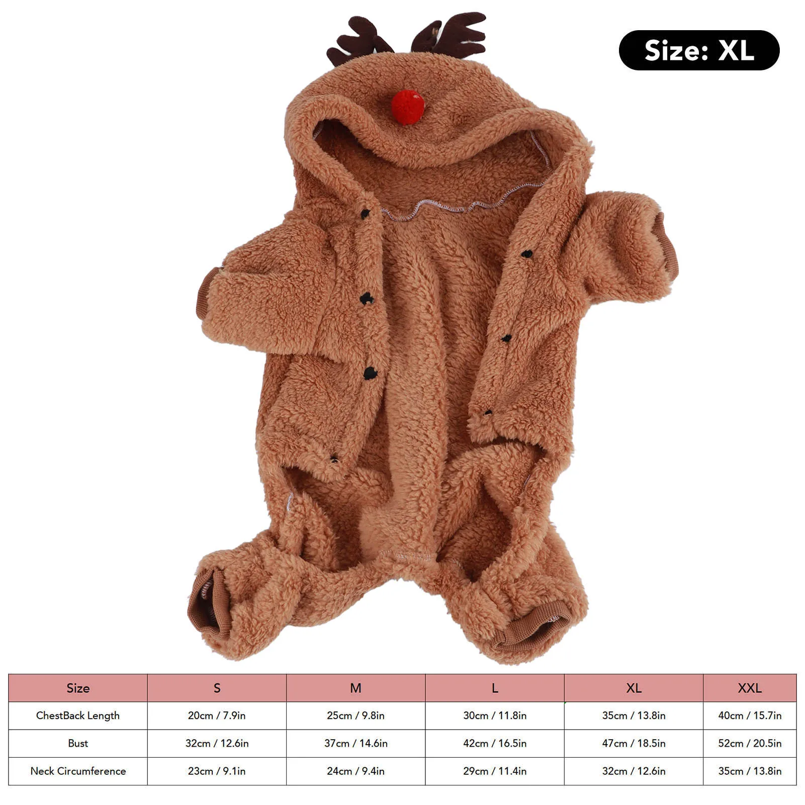 Reindeer Dog Clothes Dog Christmas Costume Reindeer Hoodie Interesting Soft Warm Dogs Winter Pajamas for Christmas Cosplay