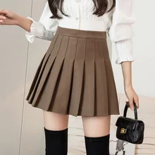 Women Pleated Skirt Half Length Autumn Winter Short Skirt Office Casual Solid Elegant Fashion Sequin Women Skirt New 2022