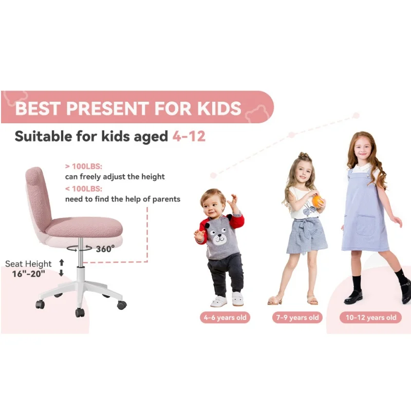 Little Bear Office Chair Female Male Dormitory Backrest Chair Pink Cute Bedroom Living Room Chairs Learning Chair Furniture Home 5