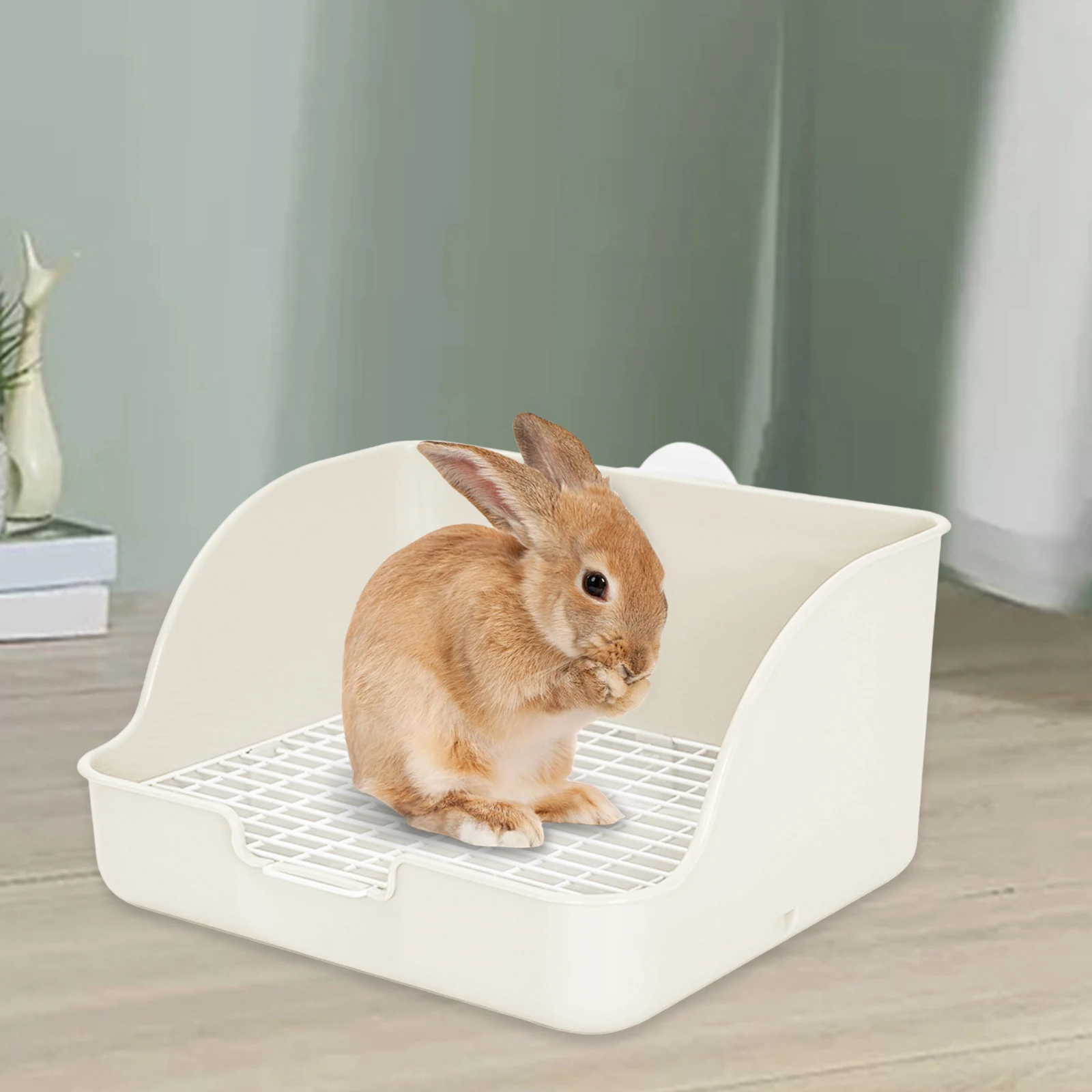 PP Plastic Rabbit Litter Box Rectangular Pet Toilet Chinchillas Bunny Potty Trainer Corner Small Animal Litter Pee Pan 3