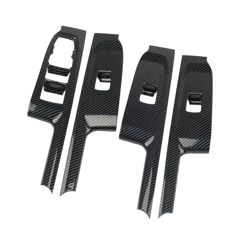 

1 Set Window Lift Switch Panel Cover Trim Black Carbon Fiber Style ABS Fit for Chevrolet Silverado GMC Sierra 1500 2500 3500 LHD