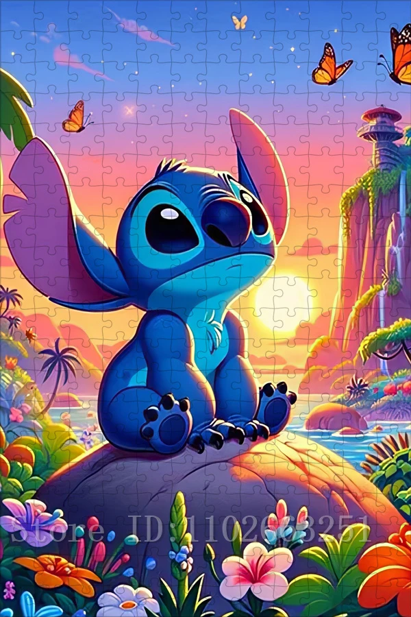 300/500/1000 Pieces Disney Stitch Jigsaw Puzzles Children Intelligence Game Toys Cartoon Puzzles Handmade Hobbies 2