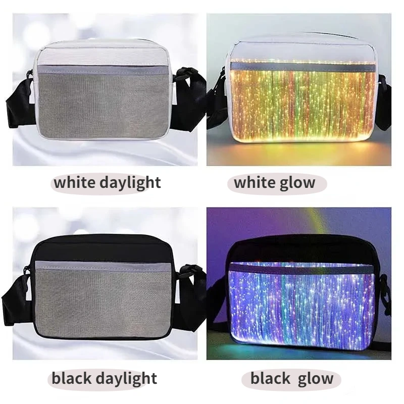 2023 casual Colorful LED luminous bag Optical fiber fabric glow