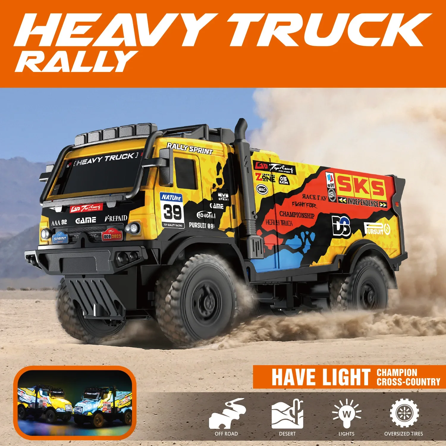 Luminous RC Truck 1/35 Off Road Remote Control Truck with Light Children's Rechargeable Toy Truck Gift